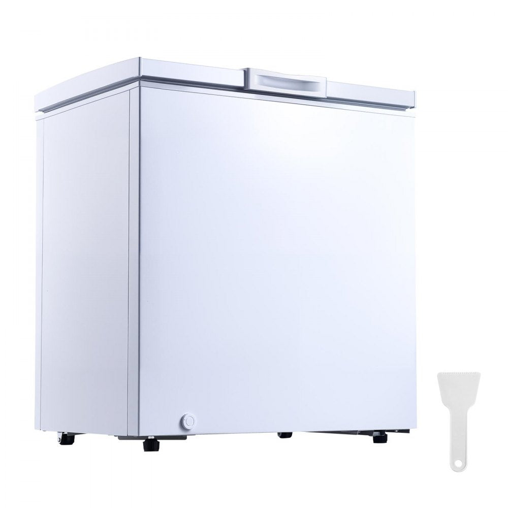 VEVOR Chest Freezer, 5 Cu.ft Compact Deep Freezer, Free Standing Top Open Door Chest Freezers with 2 Removable Baskets & Adjustable Thermostat - Energy Saving, Low Noise & Garage Ready, White