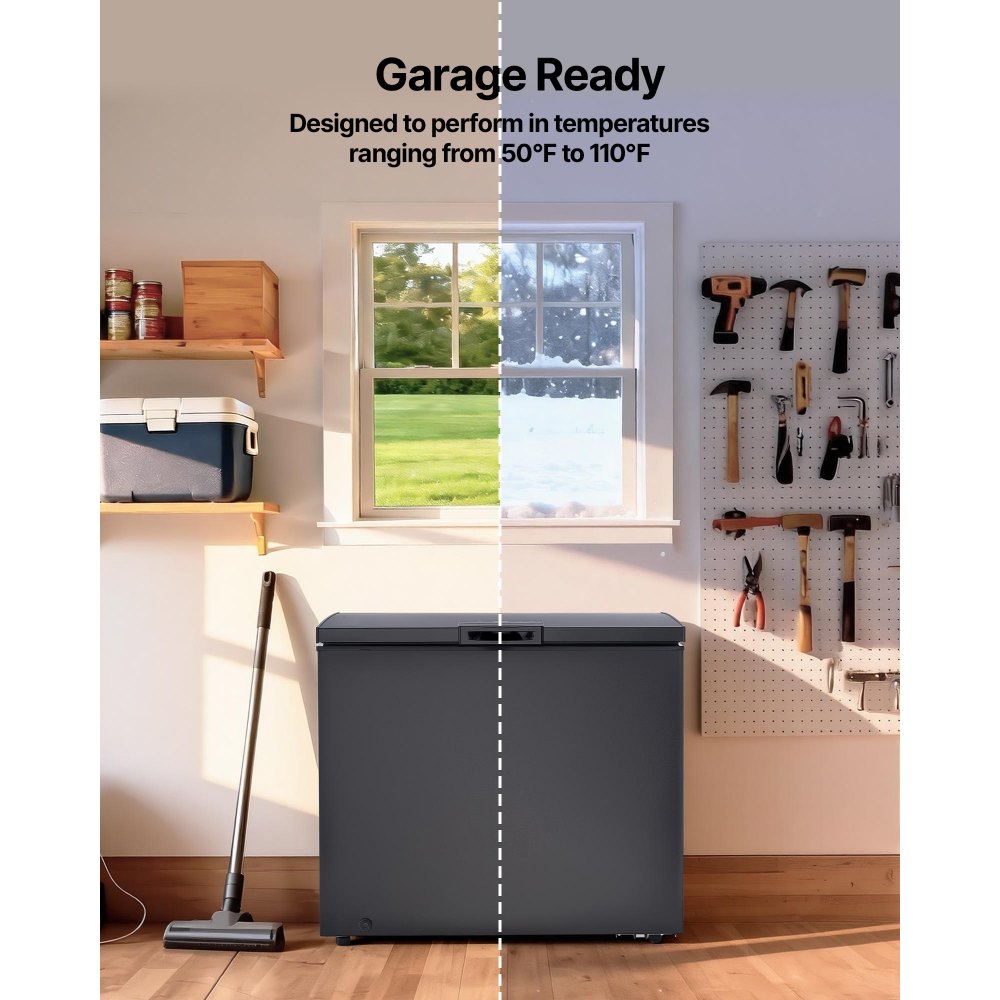 VEVOR Chest Freezer, 6.7 Cu.ft Compact Deep Freezer, Free Standing Top Open Door Chest Freezers with 2 Removable Baskets & Adjustable Thermostat - Energy Saving, Low Noise & Garage Ready, Black