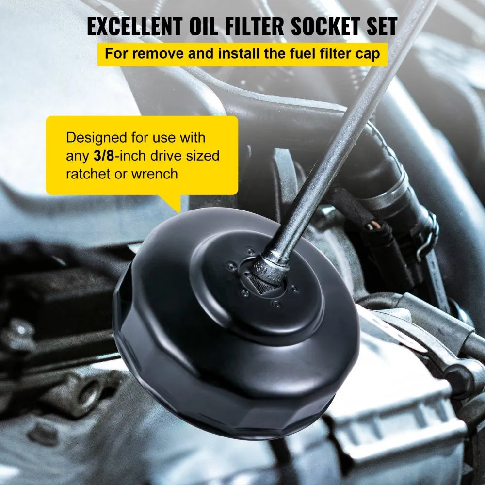 Vevor Oil Filter Socket Set 14-Pc Low Profile Steel Cap Wrench Set New ...