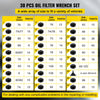 VEVOR Oil Filter Socket Set, 30 Pcs Oil Filter Wrench Set, Sturdy Steel Oil Filter Socket, 3/8\" Oil Filter Socket, Low Profile Oil Filter Socket Set For Easy Access, Oil Filter Wrench Cap Set with Ca