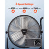 VEVOR Industrial Shop Fan, 24 Inch Floor Drum Fan, High Velocity 7500 CFM, Heavy Duty Aluminum Blades, 3 Speeds, 360 Degree Tilt, Ideal for Commercial, Garage, Warehouse, Basement, Workshop, Black