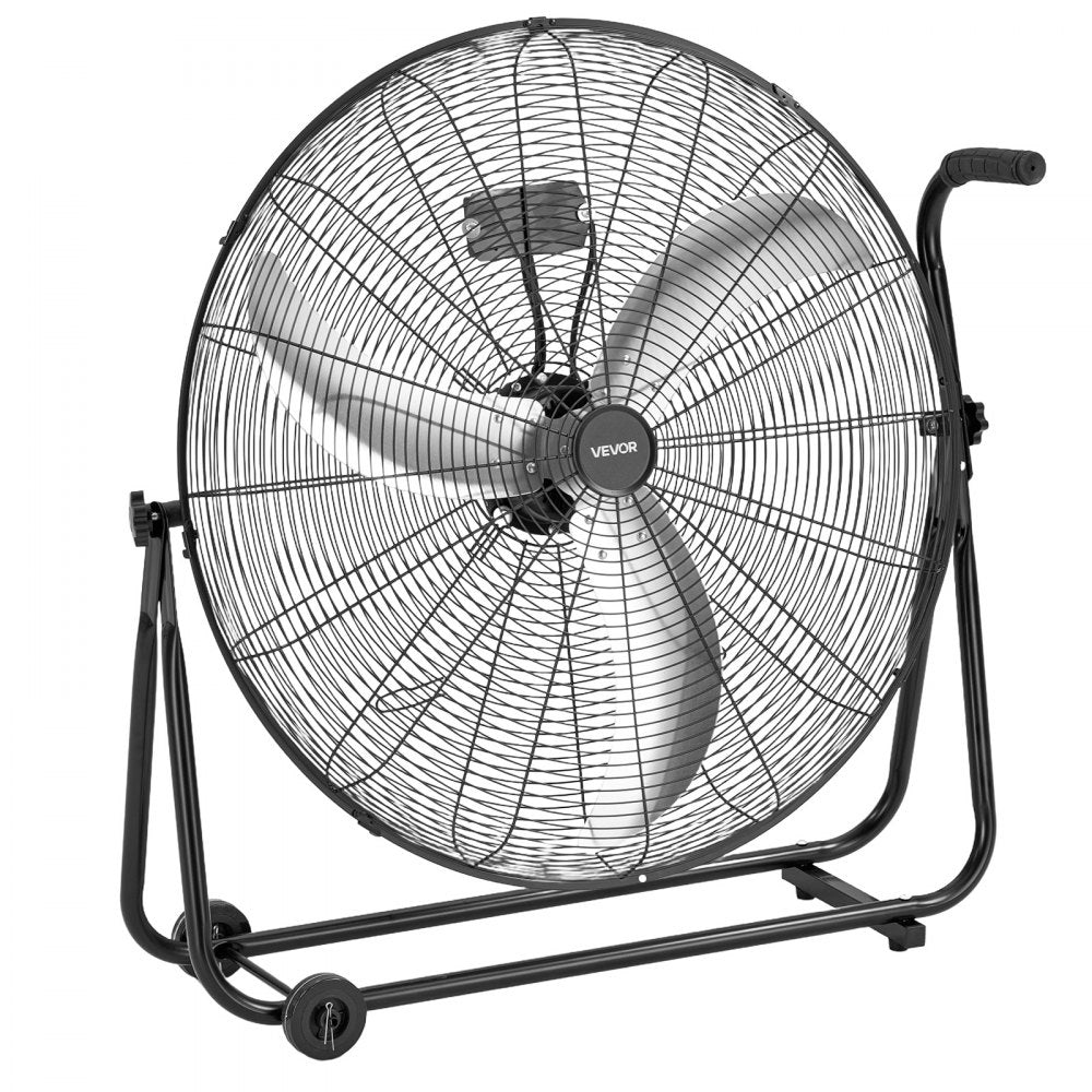 VEVOR Industrial Shop Fan, 30 Inch Floor Drum Fan, High Velocity 12000 CFM, Heavy Duty Aluminum Blades, 3 Speeds, 360 Degree Tilt, Ideal for Commercial, Garage, Warehouse, Basement, Workshop, Black
