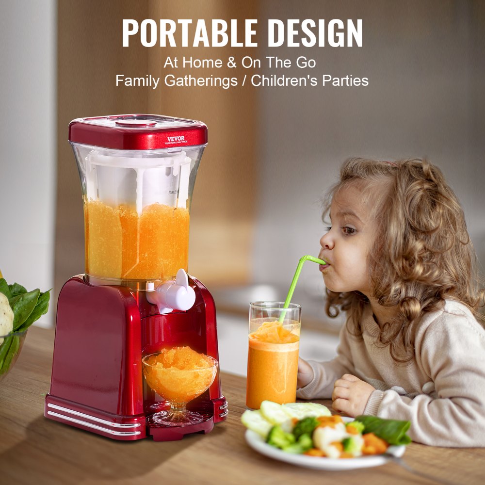 VEVOR Slushy Machine for Home, 32oz Tank Home-use Margarita Machine, Smoothie Frozen Drink Maker with Food-grade Materials, Slushie Machine for Home DIY, Kids' Parties, Red