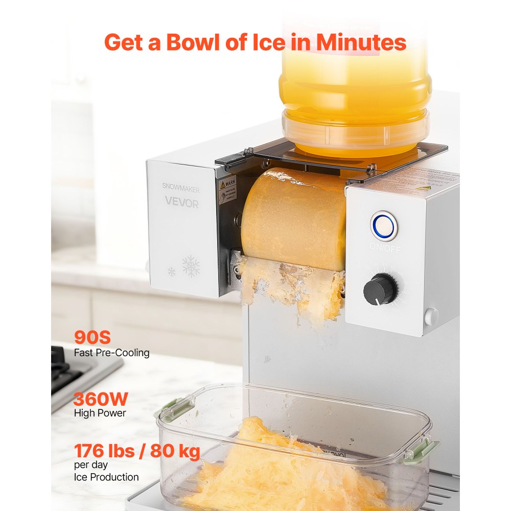 Vevor Snowflake Ice Machine 176 lbs/24H Snow Cone Maker