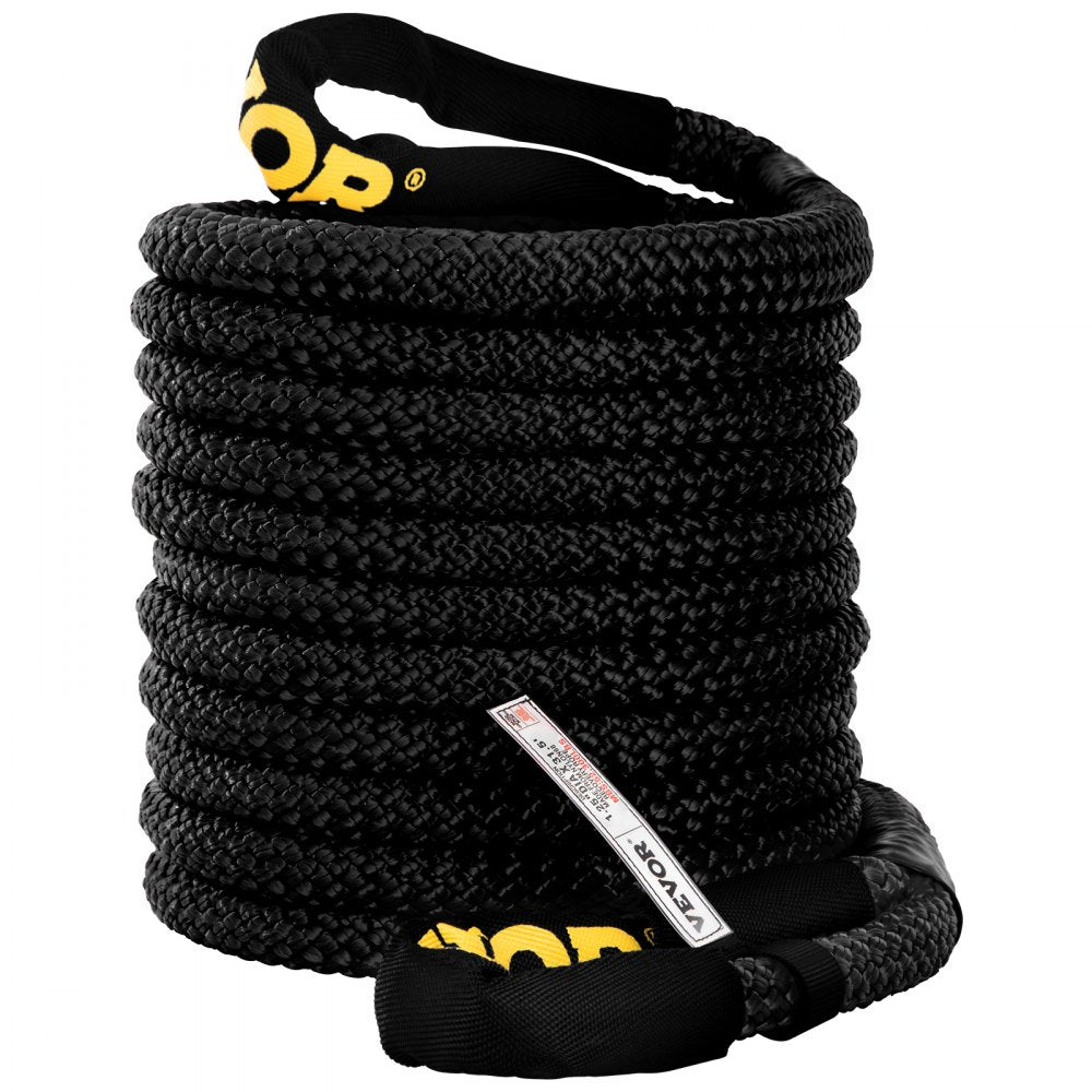 VEVOR 1-1/4\" x 31.5\' Kinetic Recovery & Tow Rope, 52,300 lbs, Heavy Duty Nylon Double Braided Kinetic Energy Rope, for Truck Off-Road Vehicle ATV UTV, Carry Bag Included, Black