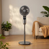 VEVOR 9-Inch Pedestal Fan, 80° Oscillating Standing Floor Fan with Quite DC Motor, Remote Control, 9 Speeds & 4 Smart Modes, 24H Timer, Adjustable Height, for Home, Bedroom, Living Room, Silver Gray