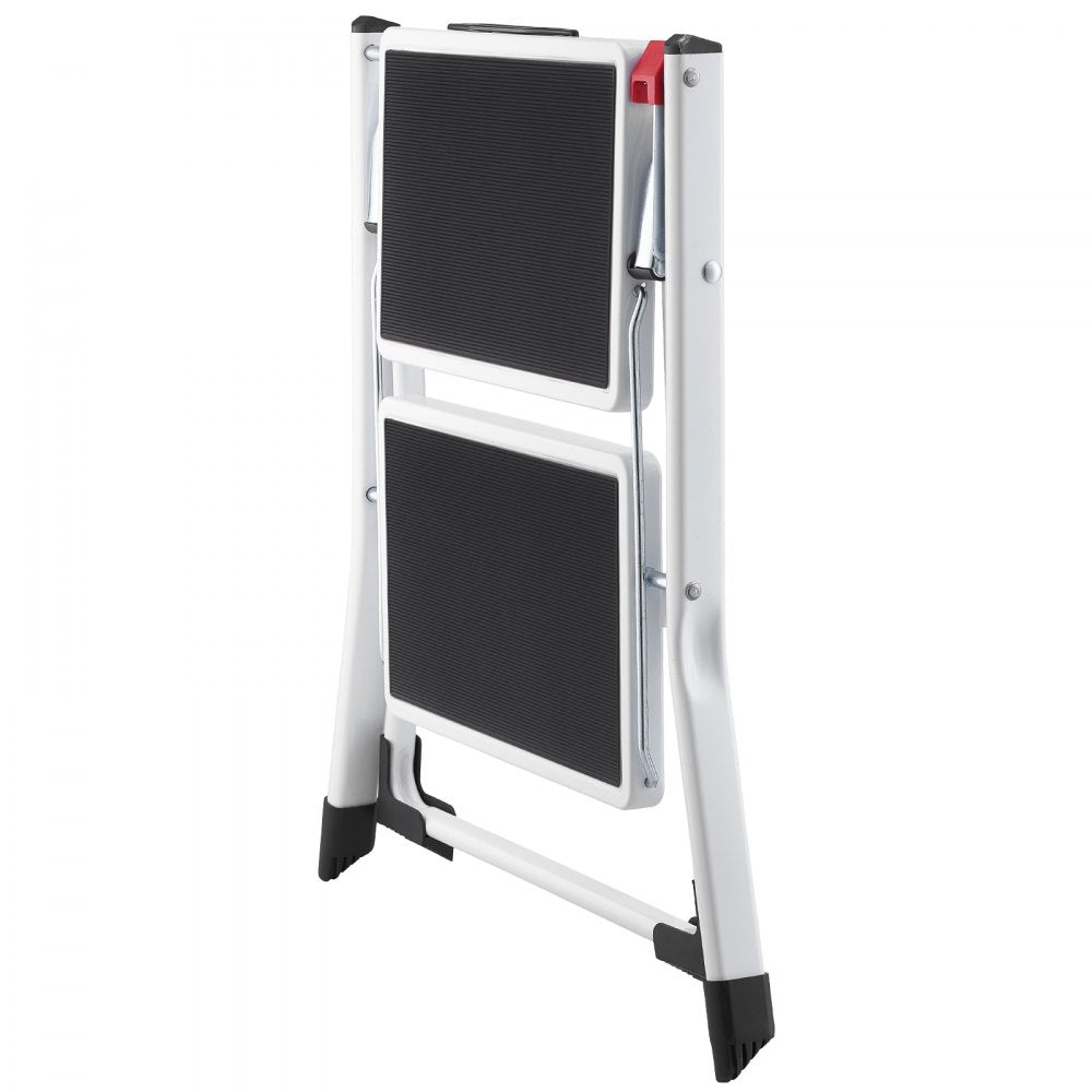 VEVOR Step Ladder 2-Step 330lbs Capacity, Ergonomic Folding Steel Step Stool with Wide Anti-Slip Pedal, Sturdy Step Stool for Adults Toddlers, Multi-Use for Household, Kitchen, Office, RVs