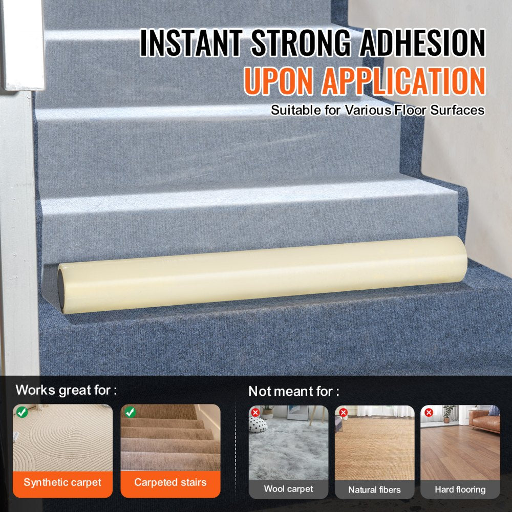 VEVOR Carpet Protection Film, 24" x 200' Floor and Surface Shield with Self Adhesive Backing & Easy Installation, Polyethylene Adhesive Car Mat Protector Roll for Construction & Renovation
