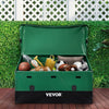 VEOVR Outdoor Storage Box, 150 Gallon Waterproof PE Tarpaulin Deck Box with Galvanized Frame, All-Weather Protection & Portable, for Camping, Garden, Poolside, and Yard, Brown & Blue