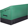 VEOVR Outdoor Storage Box, 150 Gallon Waterproof PE Tarpaulin Deck Box with Galvanized Frame, All-Weather Protection & Portable, for Camping, Garden, Poolside, and Yard, Brown & Blue