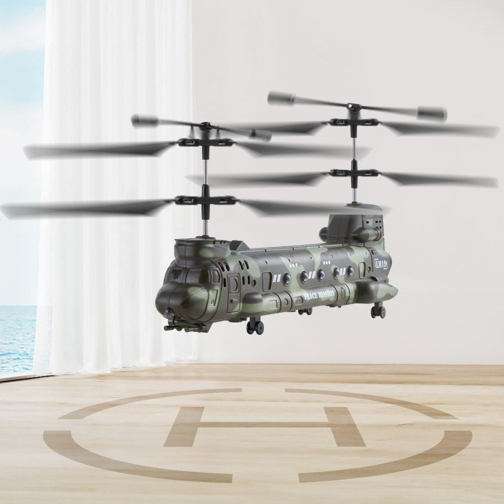 VEVOR RC Helicopter, 2.4GHz Military Remote Control Helicopter, 3.5 Channel RC Airplane for Kid, 20 Mins Flight Time, One-Key Takeoff/Landing & LED Lights, Flying Plane Toys for Kids Ages 8 and up