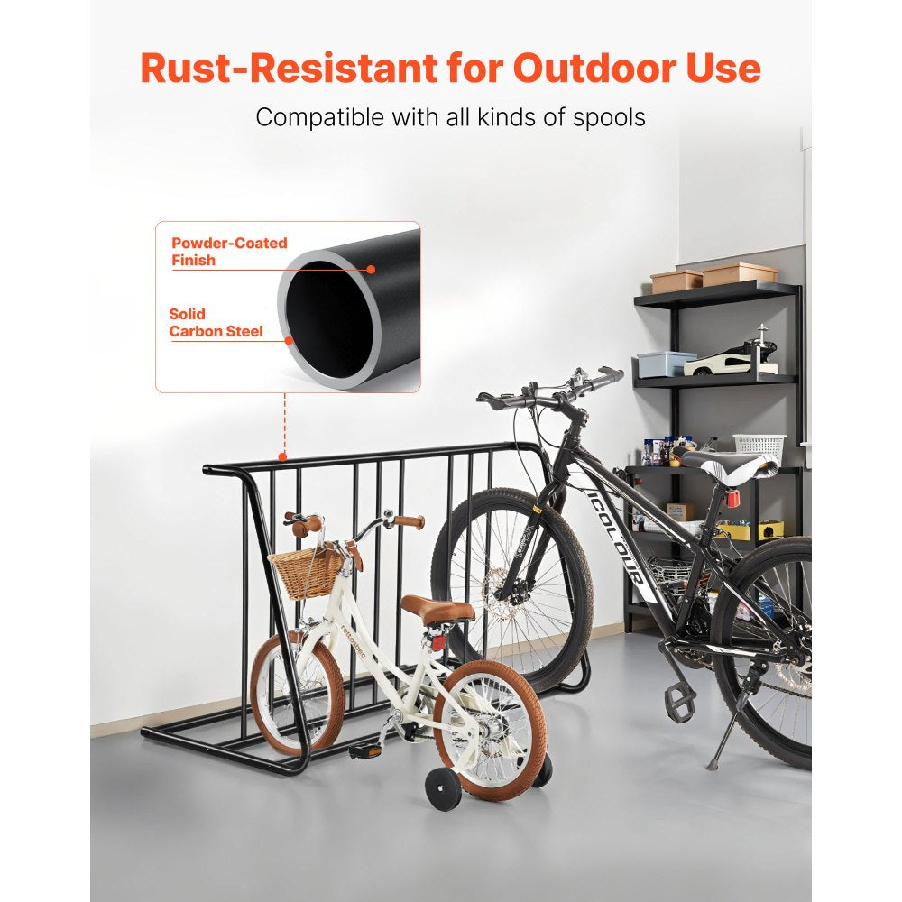 VEVOR Bike Rack, Fits Tire Width 3 Inch/76.2 mm, Carbon Steel Double-Sided Grid Bike Rack Stand, Freestanding Bicycle Storage Holder for Curbside, Garage, Indoor, Outdoor Parking, 6-Bicycle Capacity