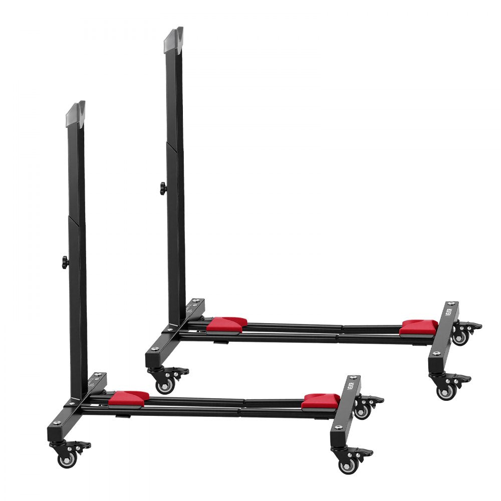 VEVOR Bike Stand 2 Pack, Freestanding Vertical & Horizontal Bike Storage Rack, with Lockable Casters, Height Adjustable Carbon Steel Upright Garage Bicycle Floor Stand, for 20-29 in Wheels, Black