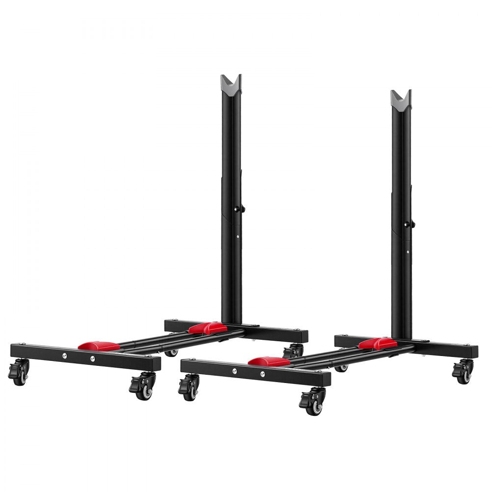 VEVOR Bike Stand 2 Pack, Freestanding Vertical & Horizontal Bike Storage Rack, with Lockable Casters, Height Adjustable Carbon Steel Upright Garage Bicycle Floor Stand, for 20-29 in Wheels, Black