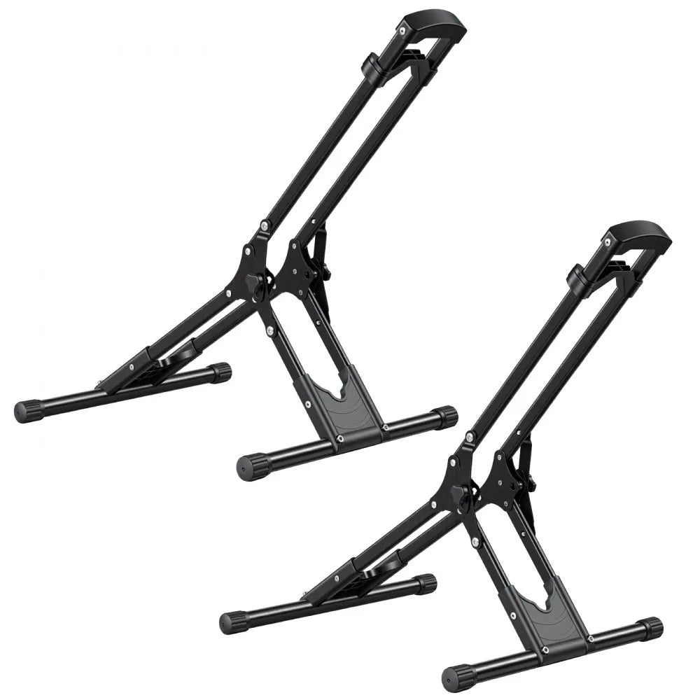 VEVOR Bike Stand 2 Pack, Foldable Freestanding Bike Storage Rack, Carbon Steel Garage Bicycle Floor Stand, Fits 20-29 in Wheel Diameters, Drill-Free Installation, for Garage, Apartment, Home, Black