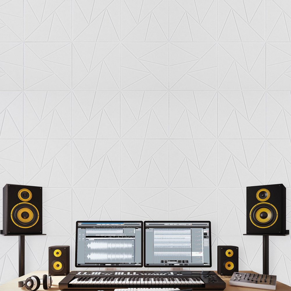 VEVOR 18 Pack Acoustic Panels with Self Adhesive, 11.8 x 11.8 x 0.4 inch Sound Proof Foam Panels, Polyester Fiber Soundproof Wall Panels High Density, for Home, Studio, Office, Theater, White