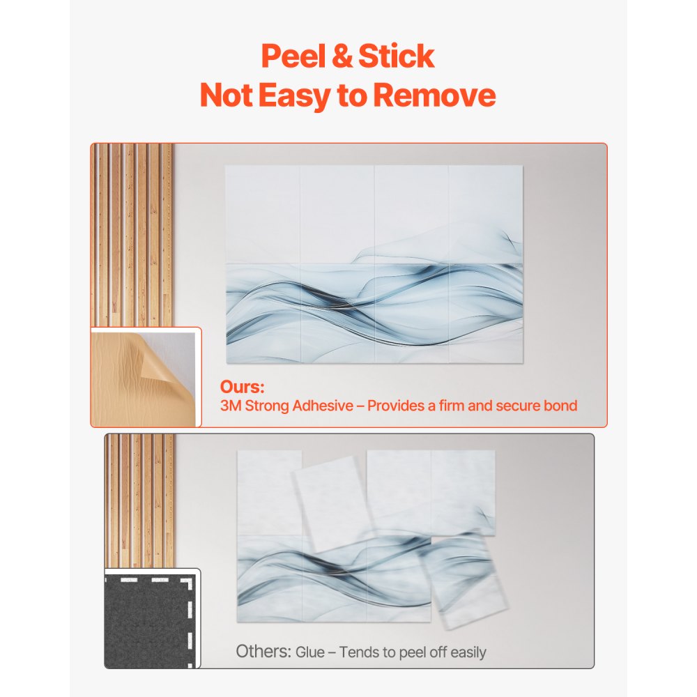 VEVOR 8 Pack Art Acoustic Panels, 47.24 x 23.62 x 0.4 inch Soundproof Wall Tiles, Self Adhesive Decorative Sound Dampening Absorbing Boards for Home, Office, Studio, Gaming Room,Theater,Simplicity