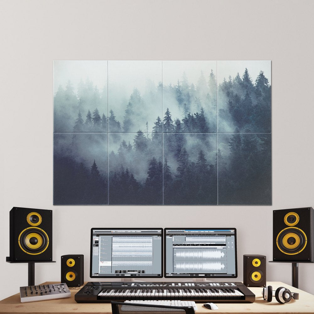 VEVOR 8 Pack Art Acoustic Panels, 63 x 23.62 x 0.4 inch Soundproof Wall Tiles, Self Adhesive Decorative Sound Dampening Absorbing Boards for Home, Office, Studio, Gaming Room,Theater,Forest