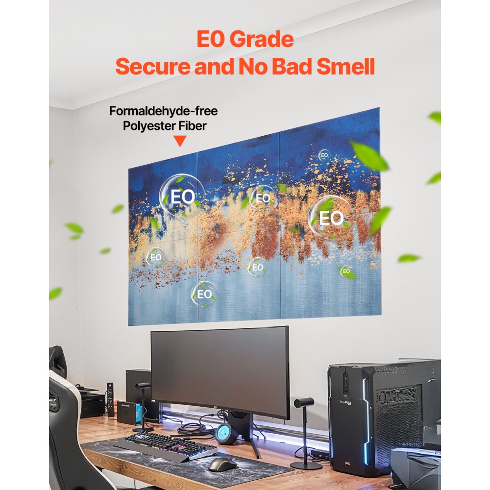 VEVOR 6 Pack Art Acoustic Panels, 70.87 x 47.24 x 0.4 inch Soundproof Wall Tiles, Self Adhesive Decorative Sound Dampening Absorbing Boards for Home, Office, Studio, Gaming Room,Theater, Pastel