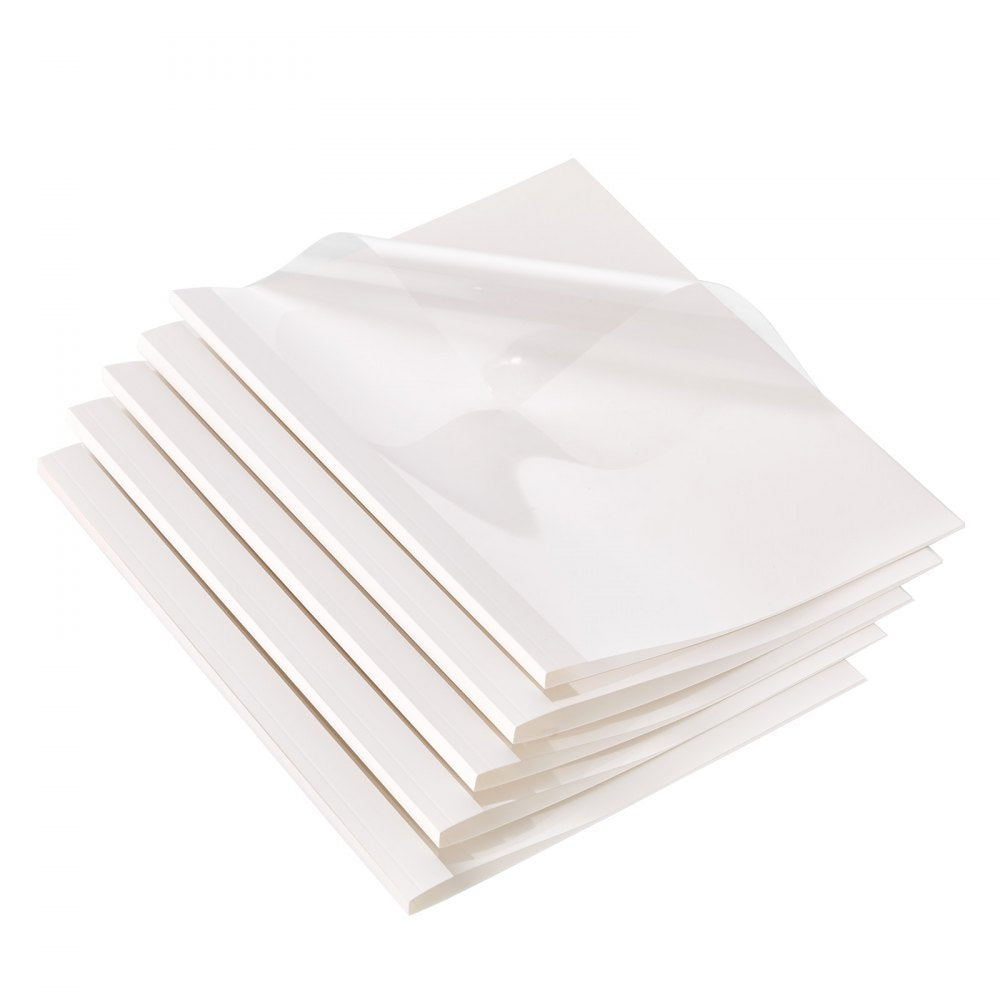 VEVOR Thermal Binding Covers, 10 Pack Thermal Presentation Covers 5/16 inch Spine Holds 2-240 Sheets, PVC Transparent Front Cover and White Back Cover, Letter Size