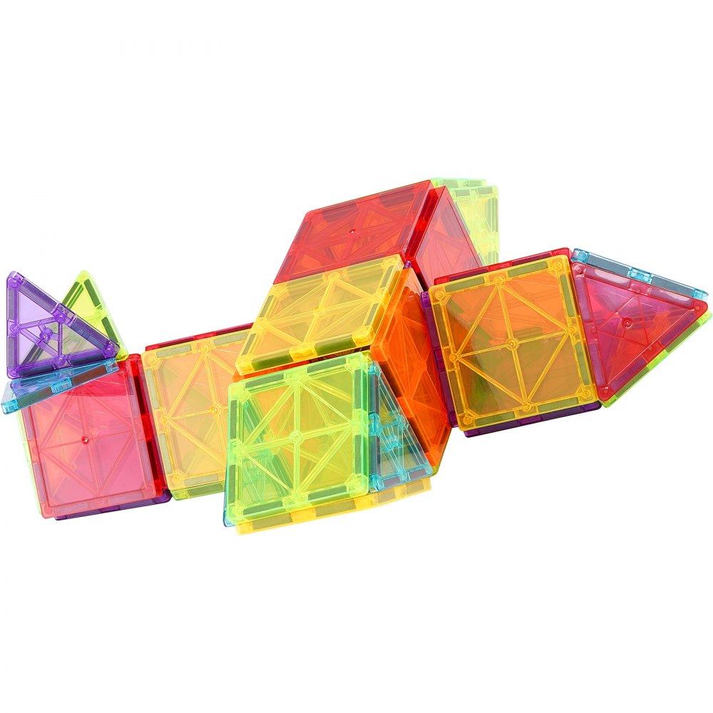 VEVOR Magnetic Tiles, 55 PCS Magnetic Building Blocks for Kids, Magnet Building Set with Car Base & 16 Digital Cards, STEM Educational Construction Stacking Toys Gift for Toddlers Boys Girls Aged 4+