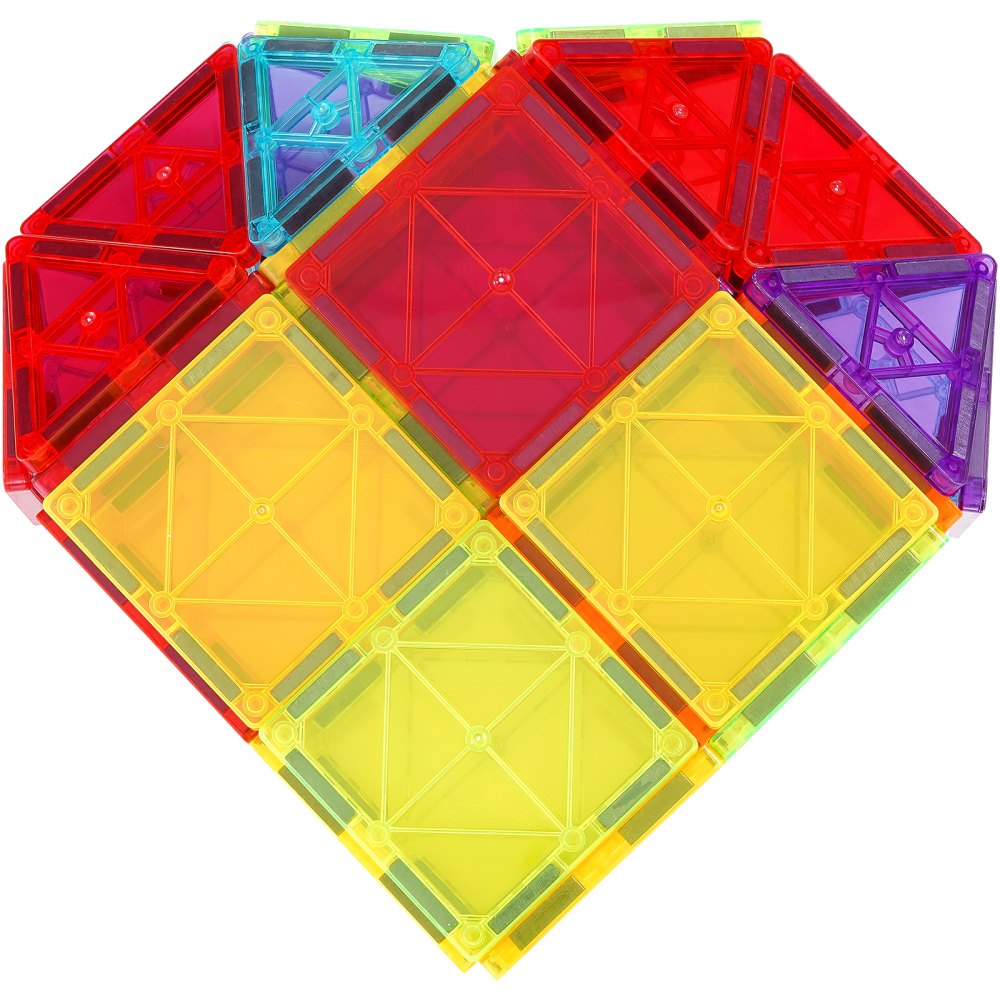 VEVOR Magnetic Tiles, 121 PCS Magnetic Building Blocks for Kids, Magnet Building Set with 2 Car Bases & 26 Digital Cards, STEM Educational Construction Stacking Toys for Toddlers Boys Girls Aged 5+