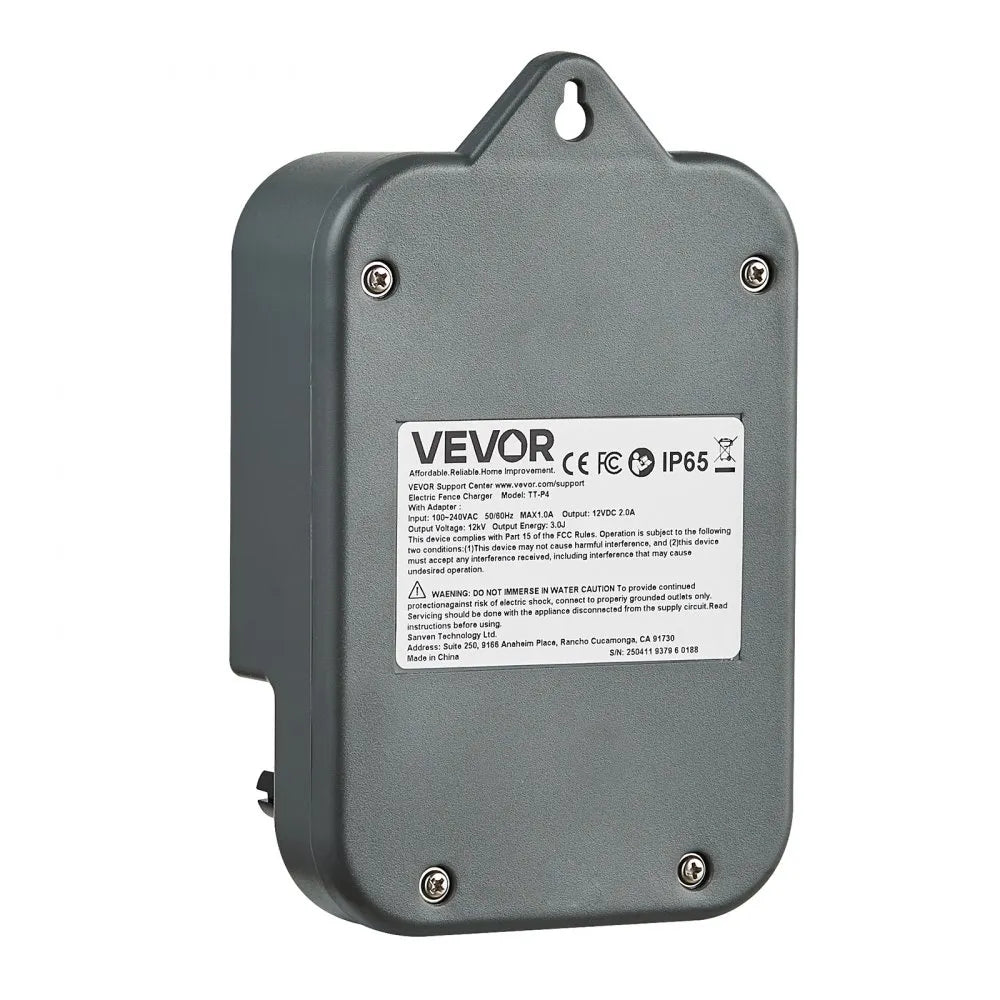 VEVOR Electric Fence Charger, 10kV 3J, AC DC Electric Fence Energizer with LED Indicator, 1.86 Miles Range, Powerful Plug-in Fences Charger, Prevents Wild Animals Intrusion for Livestock Poultry