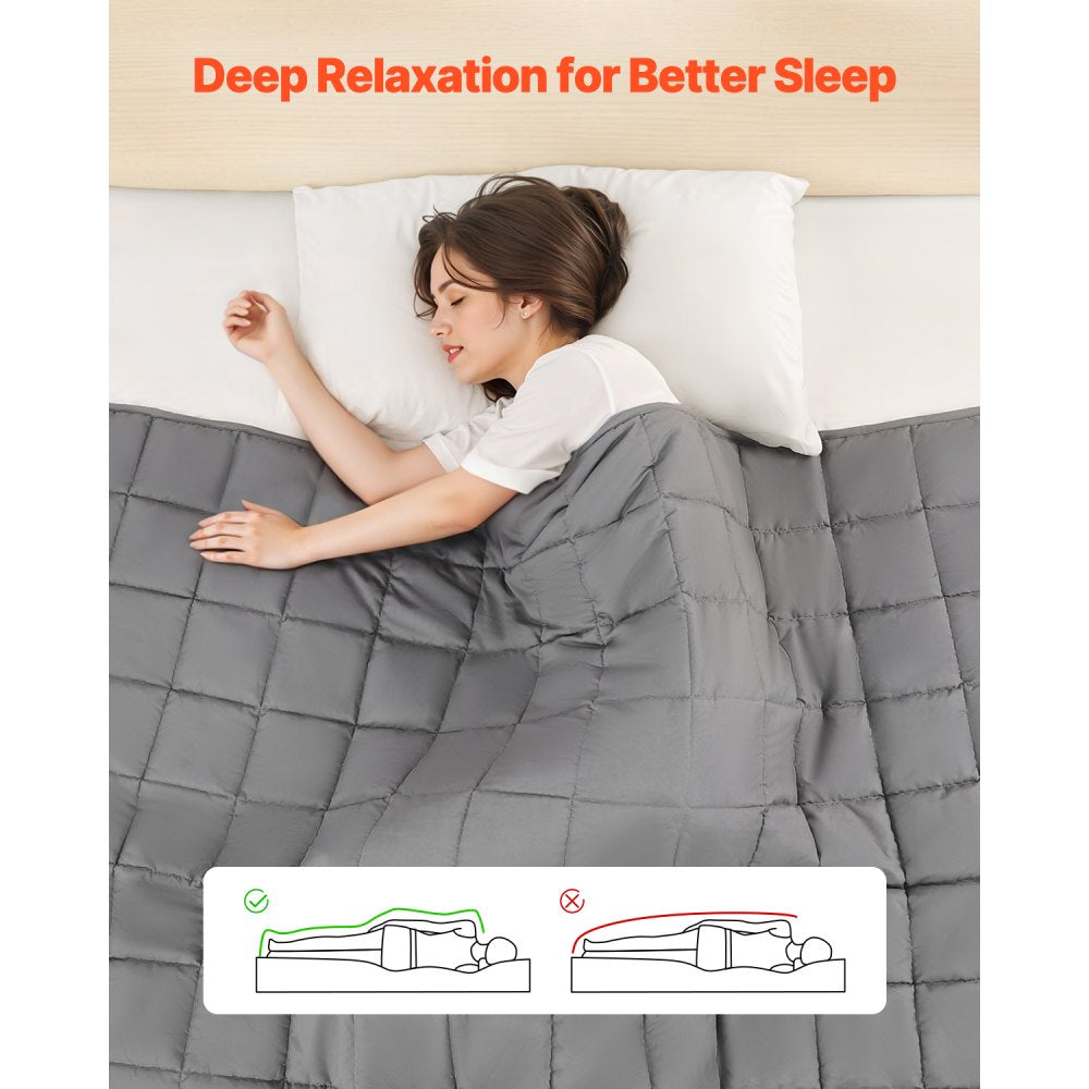 VEVOR Weighted Blanket, 20 lbs, 88 x 104 in King Size, Cooling Breathable Heavy Blanket with Glass Beads, All-Season Use, Suitable for 200-250 lbs Adults, Anxiety Stress Relief, Improve Sleep, Grey