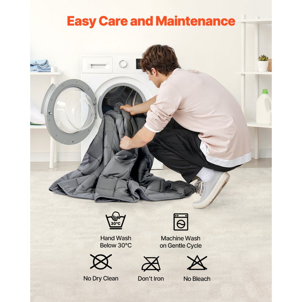 VEVOR Weighted Blanket, 25 lbs, 60 x 80 in Queen Size, Cooling Breathable Heavy Blanket with Glass Beads, All-Season Use, Suitable for 250-310 lbs Adults, Anxiety Stress Relief, Improve Sleep, Grey