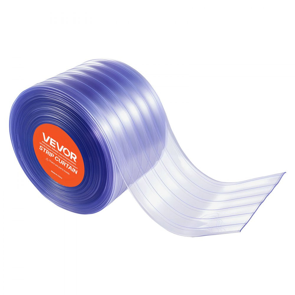 VEVOR Clear PVC Strip Curtain, 101 ft Length x 12 in Width, Ribbed Plastic Door Strip Bulk Roll, Walk in Freezer Cooler Curtain Strips for Doorways of Supermarket, Garage, Warehouse, Pet Animal House