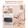 VEVOR Shopping Cart for Kids, Sturdy Metal Frame, Grocery Store Pretend Play Toy Cart with Baby Doll, Rolling Wheels, Basket, Toy Shopping Trolley, Folds for Easy Storage, for Kids & Toddlers Ages 3+