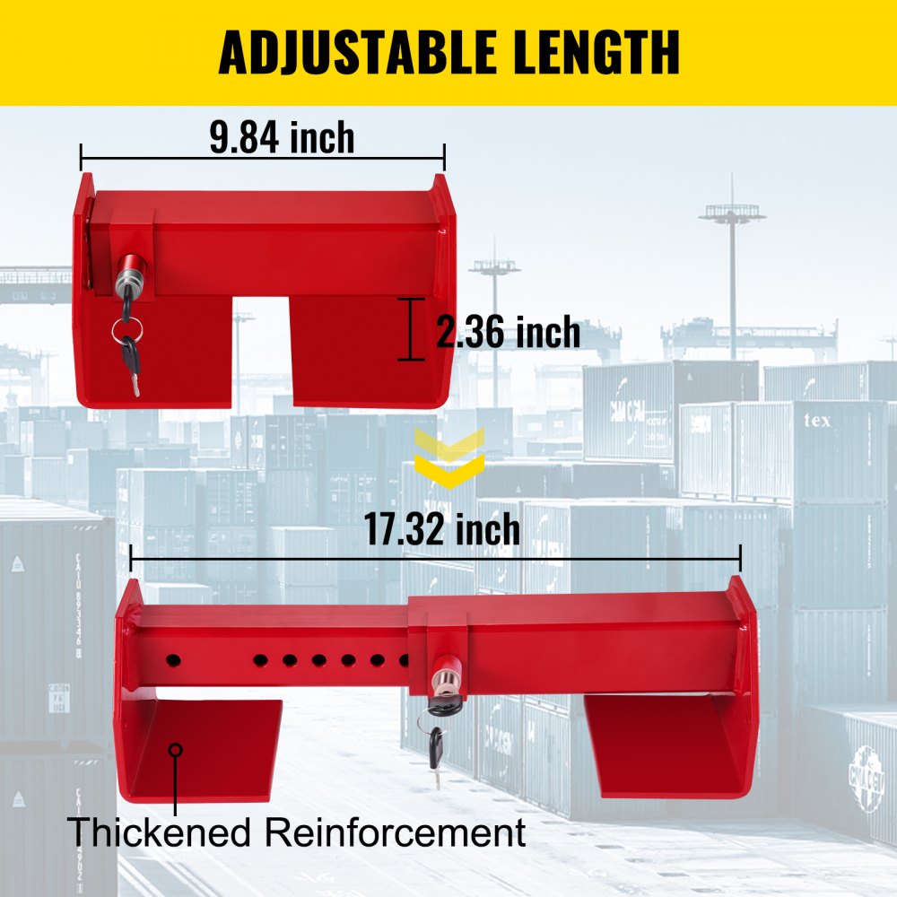 VEVOR Cargo Container Lock 9.84\"-17.32\" Locking Distance Semi Truck Door Locks with 2 Keys Shipping Container Accessories Red Powder-Coated with Spring Lock for Fixed Container(Large Size)
