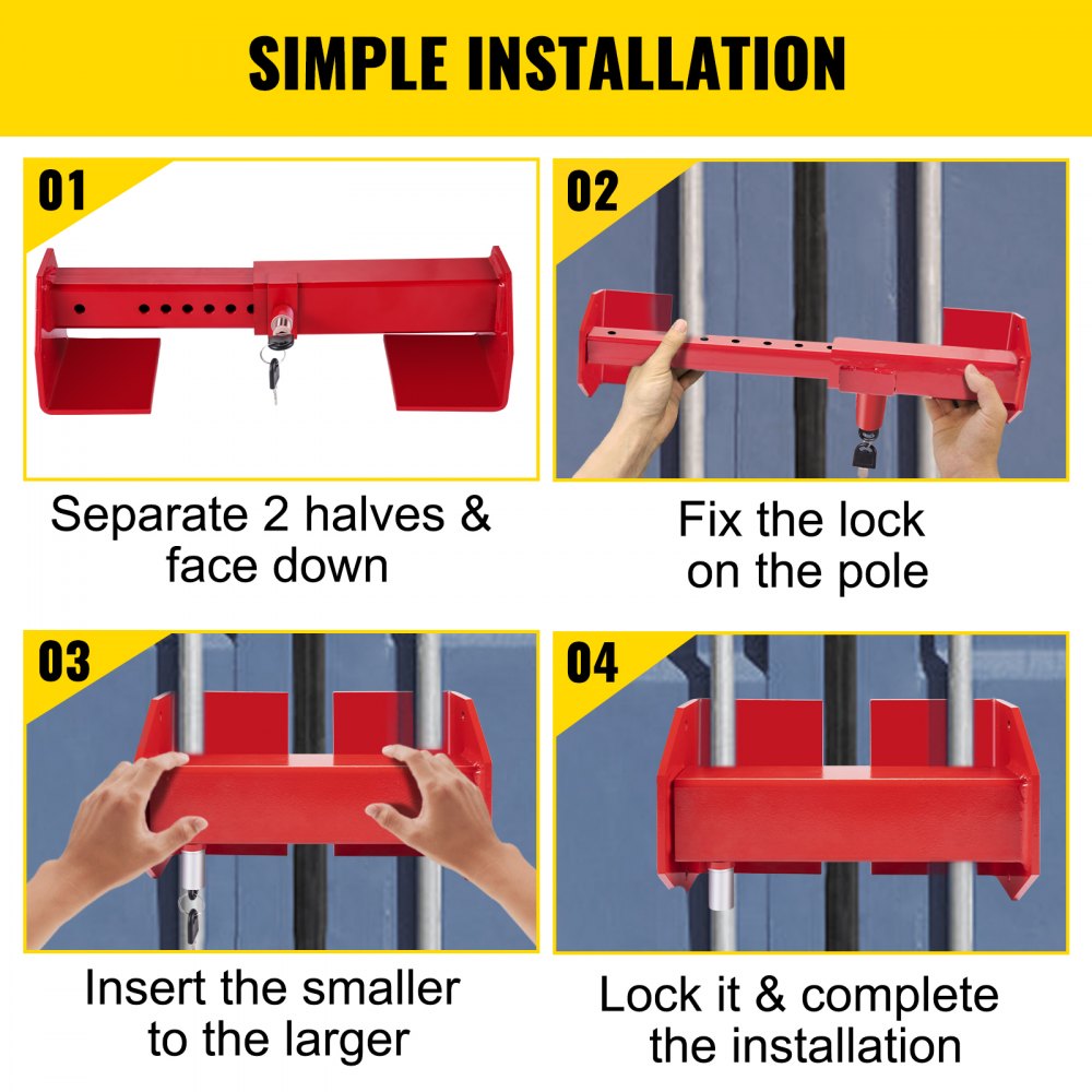 VEVOR Cargo Container Lock 9.84\"-17.32\" Locking Distance Semi Truck Door Locks with 2 Keys Shipping Container Accessories Red Powder-Coated with Spring Lock for Fixed Container(Large Size)
