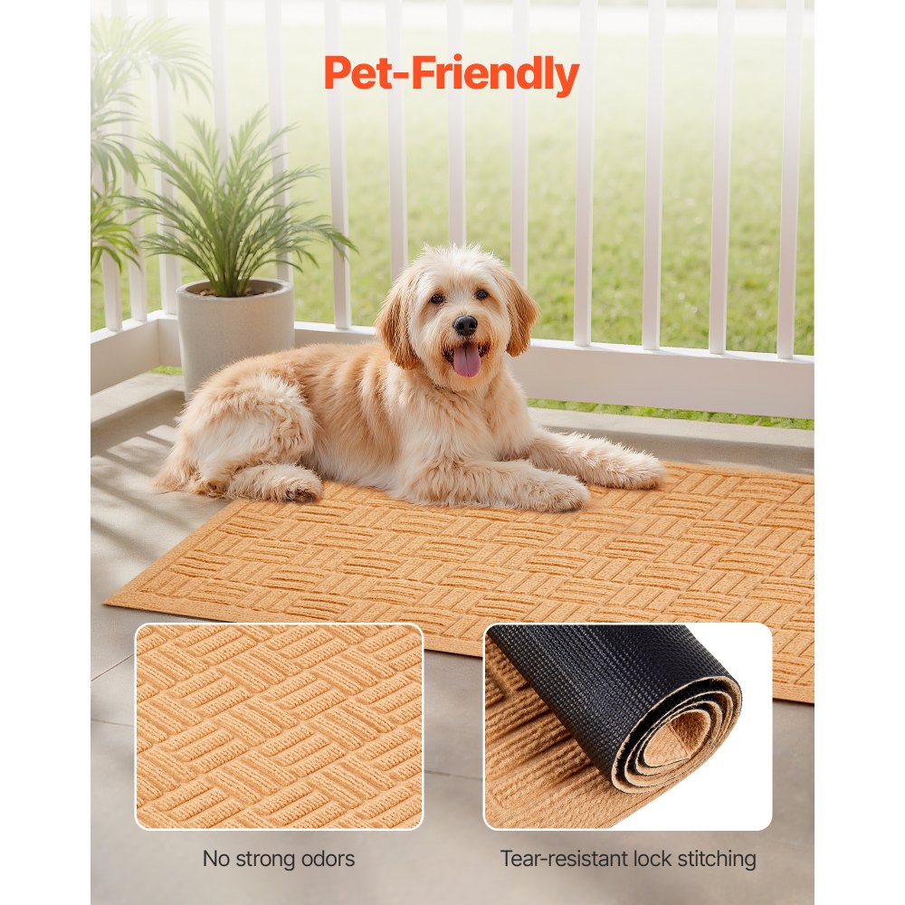 VEVOR Door Mat, 29.53 x 17.72 Inch, Front Door Mat Outside Entrance with Non-slip Rubber Backing, Dirt-Resistant & Absorbent, Easy to Clean, Low-Profile Doormat for for Entryway, Patio, Porch, Beige