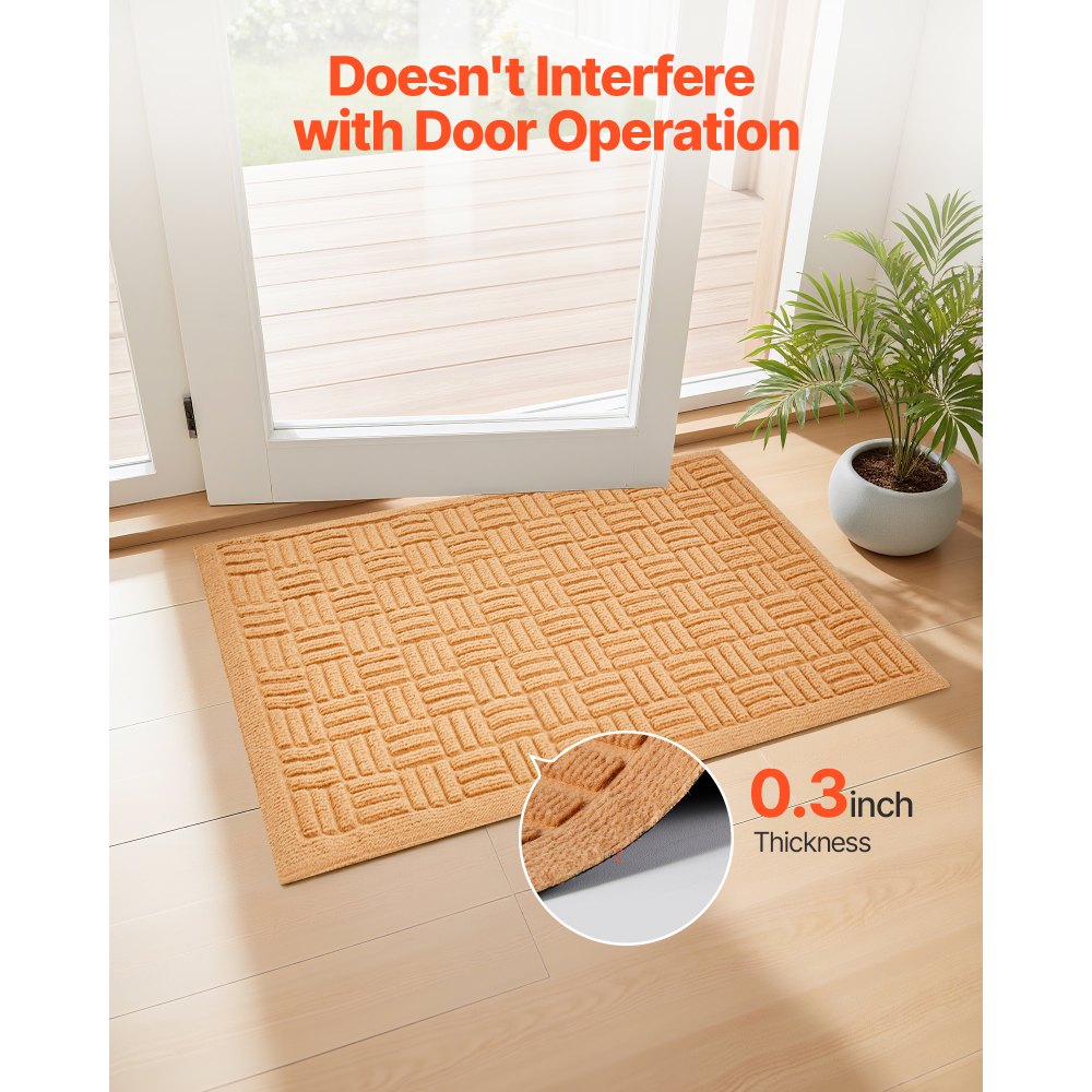 VEVOR Door Mat, 29.53 x 17.72 Inch, Front Door Mat Outside Entrance with Non-slip Rubber Backing, Dirt-Resistant & Absorbent, Easy to Clean, Low-Profile Doormat for for Entryway, Patio, Porch, Beige