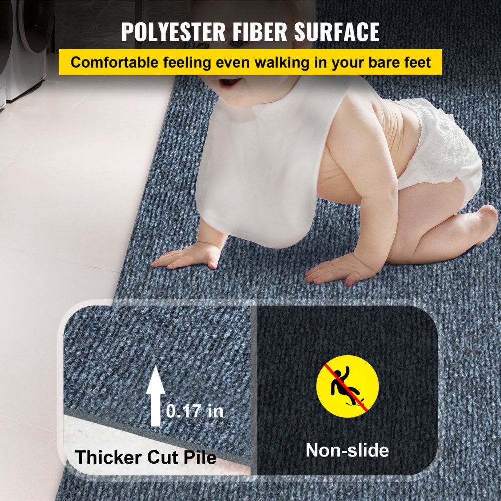 VEVOR Gray Marine Carpet 6 ft x 13.1 ft Boat Carpet Rugs Indoor Outdoor Rugs for Patio Deck Anti-Slide TPR Water-Proof Back Cut Outdoor Marine Carpeting Easy Clean Outdoor Carpet Roll