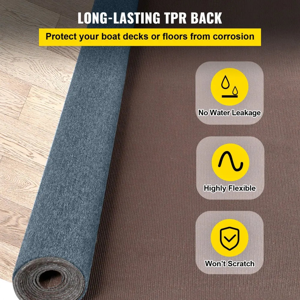 VEVOR Gray Marine Carpet 6 ft x 18 ft Boat Carpet Rugs Indoor Outdoor Rugs for Patio Deck Anti-Slide TPR Water-Proof Back Cut Outdoor Marine Carpeting Easy Clean Outdoor Carpet Roll