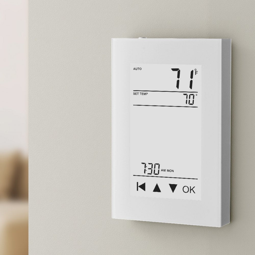 VEVOR 7-Day Programmable Thermostat, Home Thermostats for Radiant Underfloor Heating Cable, Heat Pump, with GFCI & Sensitive Sensor, LCD Touchscreen, Energy-Efficient, Gray-White  (Without Wifi)