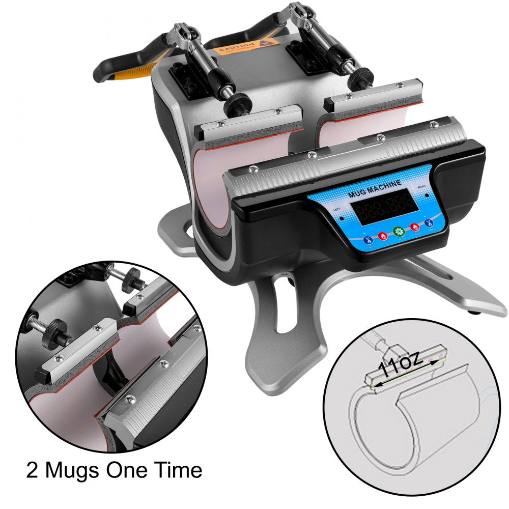 VEVOR Mug Heat Press, 2pcs 15oz Mug Press Sublimation Machine Dual Station Design, 280W LCD Cup Press Machine for 11oz-15oz, DIY Presser Transferring Pictures on Coffee Mugs Ceramic Cups Bottles