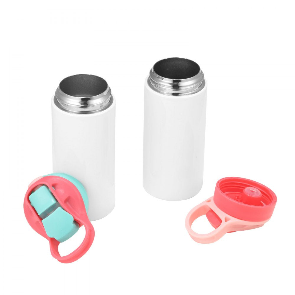 VEVOR Sublimation Tumblers, 12 Pack, 12 oz Kids Sublimation Water Bottles, Food-Grade Stainless Steel Cups with Lids and Straws, Double Wall Insulated Tumbler Blank, for DIY Personalized Customization