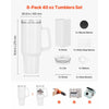 VEVOR Sublimation Tumblers, 8 Pack, 40 oz Tumblers Bulk with Handle, Stainless Steel Sublimation Cups with Lids and Straws, Double Wall Insulated Tumbler Blank, for DIY Personalized Customization
