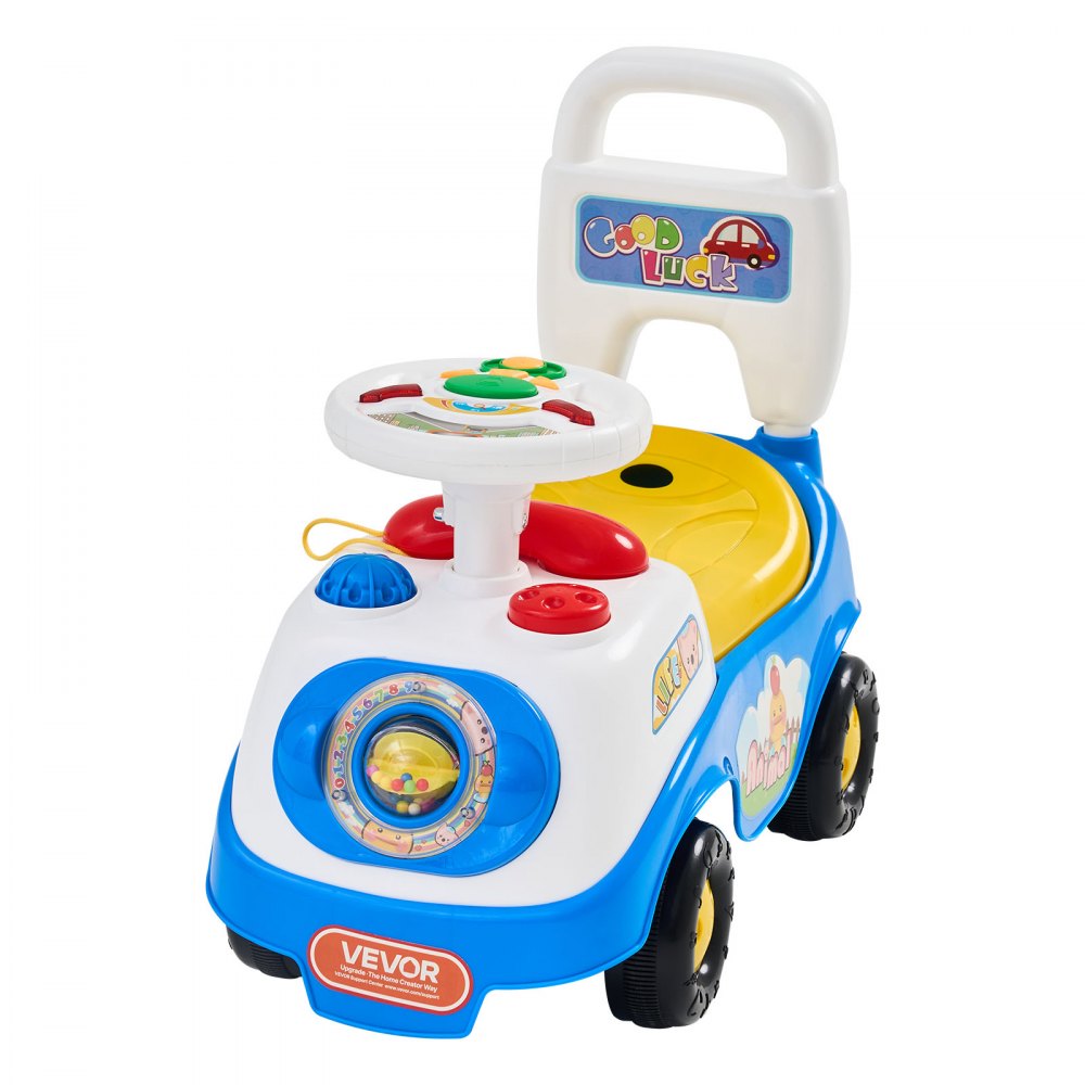 VEVOR Ride On Push Car for Toddlers Ages 19+ Months Sit-to-Stand Ride Toy, Kids Ride On Car for Boys & Girls, Music Steering Wheel, Horn, Under-Seat Storage, Detachable Back, Indoor & Outdoor Play