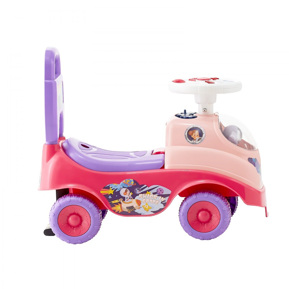 VEVOR Ride On Toddler Push Car, Push Car for Toddler 19 to 36 Months, Kids Ride On Toy with Horn & Music, 48.5 lbs Load Capacity, Under-seat Storage, Foot-to-Floor Walker for Toddlers Boys Girls, Pink