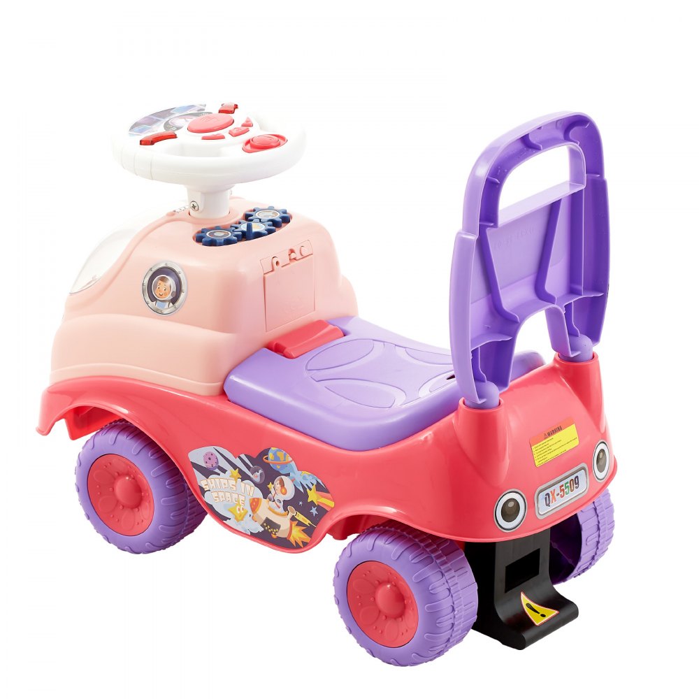 VEVOR Ride On Toddler Push Car, Push Car for Toddler 19 to 36 Months, Kids Ride On Toy with Horn & Music, 48.5 lbs Load Capacity, Under-seat Storage, Foot-to-Floor Walker for Toddlers Boys Girls, Pink