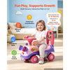VEVOR Ride On Push Car for Toddlers Ages 19+ Months Sit-to-Stand Ride Toy, Kids Ride On Car for Boys Girls, Music Steering Wheel, Horn, Under-Seat Storage, Detachable Back,Indoor Outdoor Play,Purple