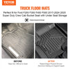 VEVOR Automotive Floor Mats, Fits for Ford F250 F350 F450 F550 2017-2024 2025 Super Duty Crew Cab Bucket Seat with Under Seat Storage, 3 pcs Front and 2nd Row Liners, Floor Liners for Trucks, Black