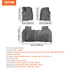 VEVOR Automotive Floor Mats, Fits for Chevrolet Silverado/GMC Sierra 1500, 2500/3500 HD 2019-2024/2020-2024, 3 pcs Front and 2nd Row Liners, All Weather Custom Fit TPE Vehicle Floor Mats, Black