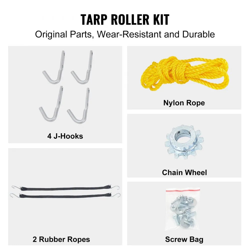 VEVOR Hand Crank Tarp Roller Kit, 64" to 104" Wide, Aluminum Alloy, Manual Cab Level Dump Truck Tarp Roller with 7" Sponge-Wrapped Handle, Perfect for Dump Trucks, Trailers, Trash Haulers (No Tarp)