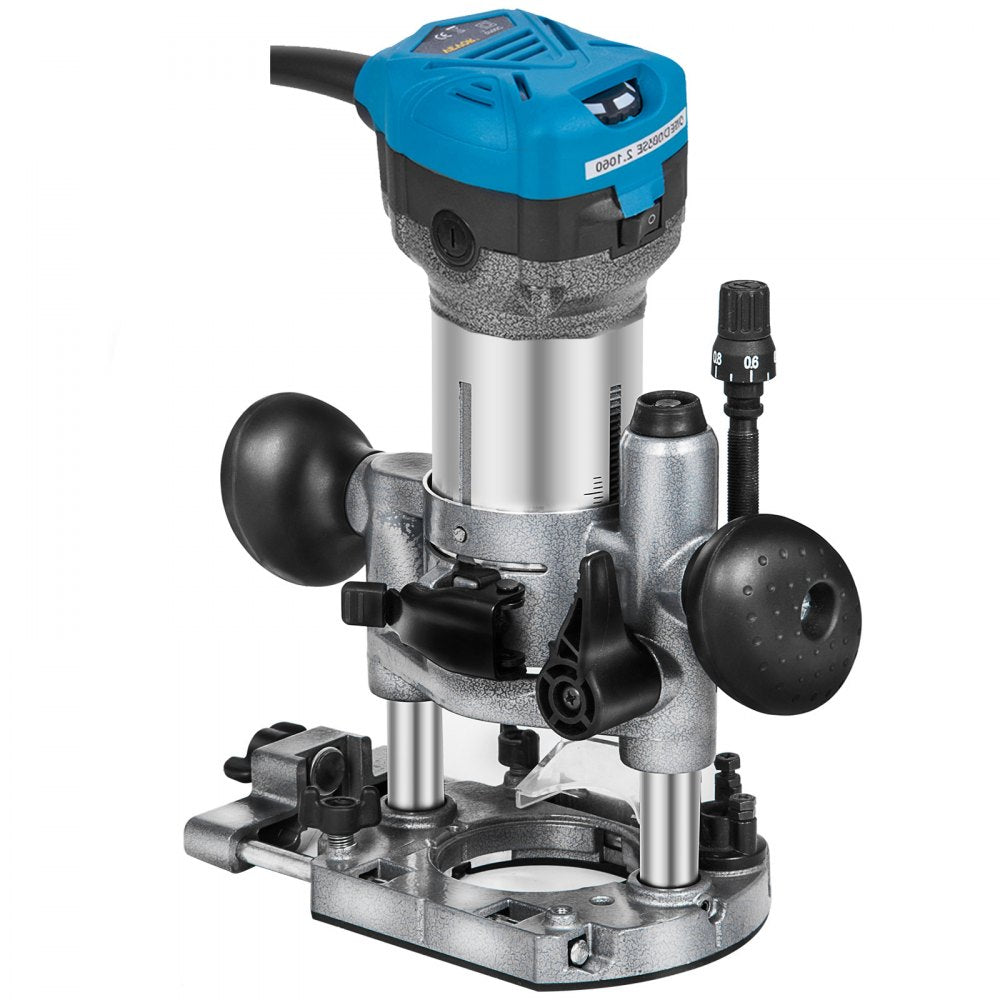 VEVOR Compact Router 1.25HP With Fixed Base, Plunge Base and Tilt Base, Variable Speed Wood Router Kit Max Torque 30,000RPM 800W For Woodworking & Furniture Manufacturing