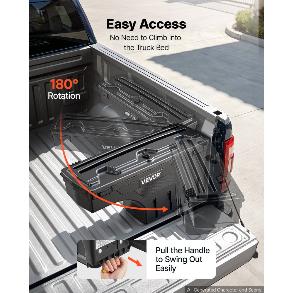 VEVOR Truck Bed Storage Box, 6.6 Gal/25 L Waterproof ABS Wheel Well Tool Box, Anti-Theft Combination Lock, Compatible with 2002-2018 Dodge Ram 1500 2500 3500, Passenger Side Right (Drilling Required)